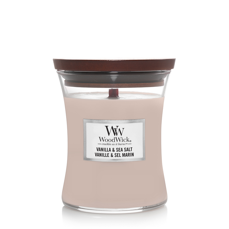 WoodWick doftljus medium - Vanilla & Sea Salt