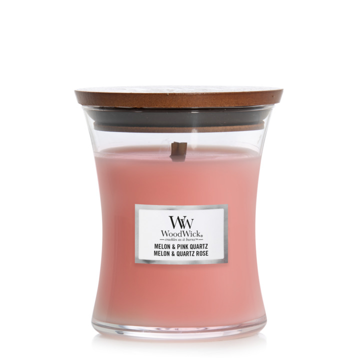 WoodWick doftljus medium - Melon & Pink Quartz