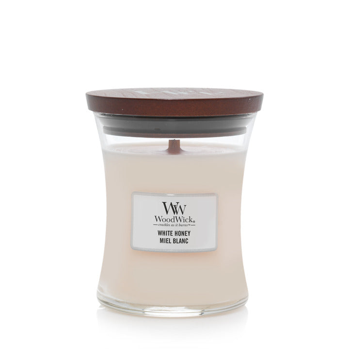 WoodWick doftljus medium - White Honey - ljusbutiken.se