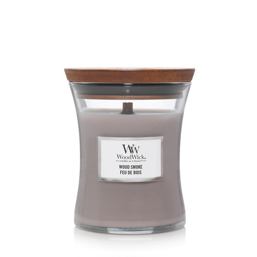 WoodWick doftljus medium - Wood Smoke - ljusbutiken.se